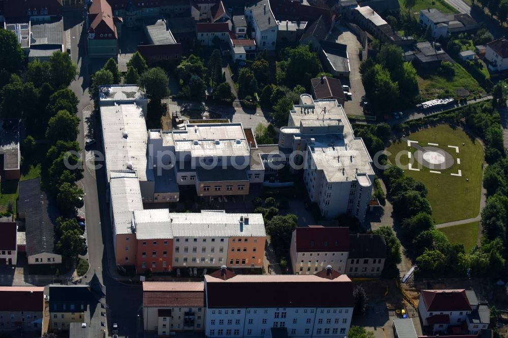 Aerial photograph Elsterwerda - Clinic area of the hospital Elbe magpie medical centre, hospital of Elsterwerda in Elsterwerda in the federal state Brandenburg, Germany