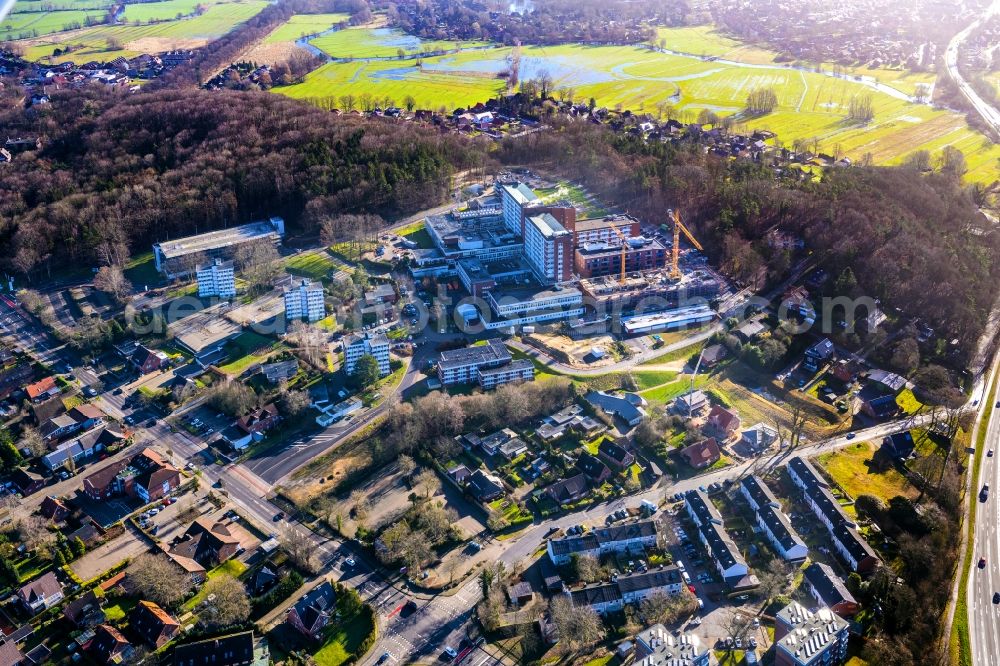 Aerial image Stade - Hospital grounds of the Clinic Elbe Klinikum in Stade in the state Lower Saxony, Germany