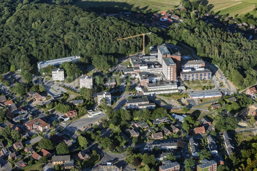 Aerial image Stade - Hospital grounds of the Clinic Elbe Klinkum in Stade in the state Lower Saxony, Germany