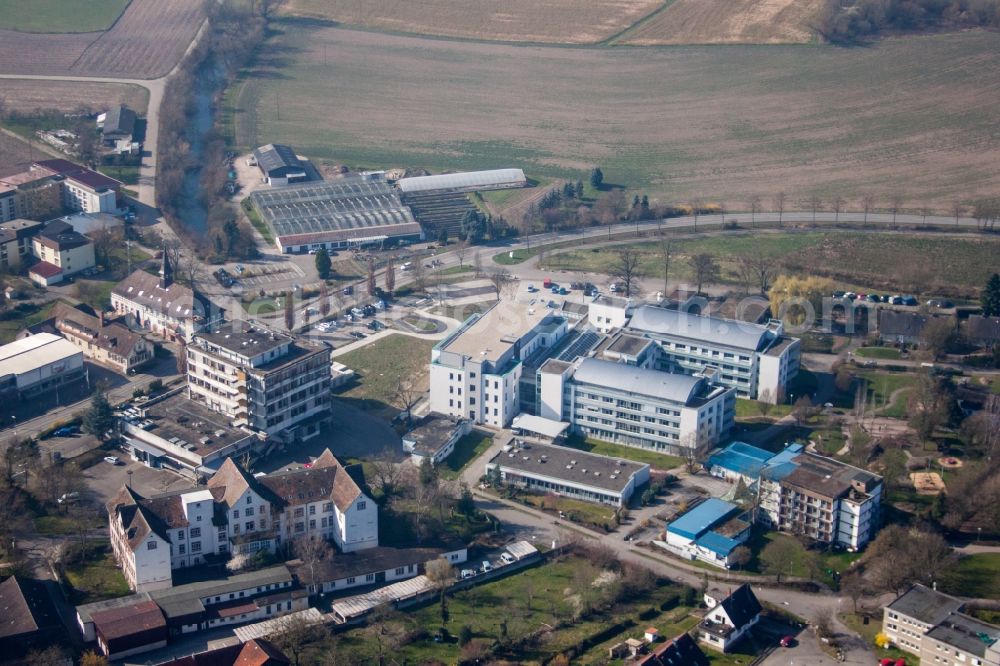 Kehl from above - Hospital grounds of the Clinic Epilepsiezentrum Kork in the district Kork in Kehl in the state Baden-Wuerttemberg, Germany