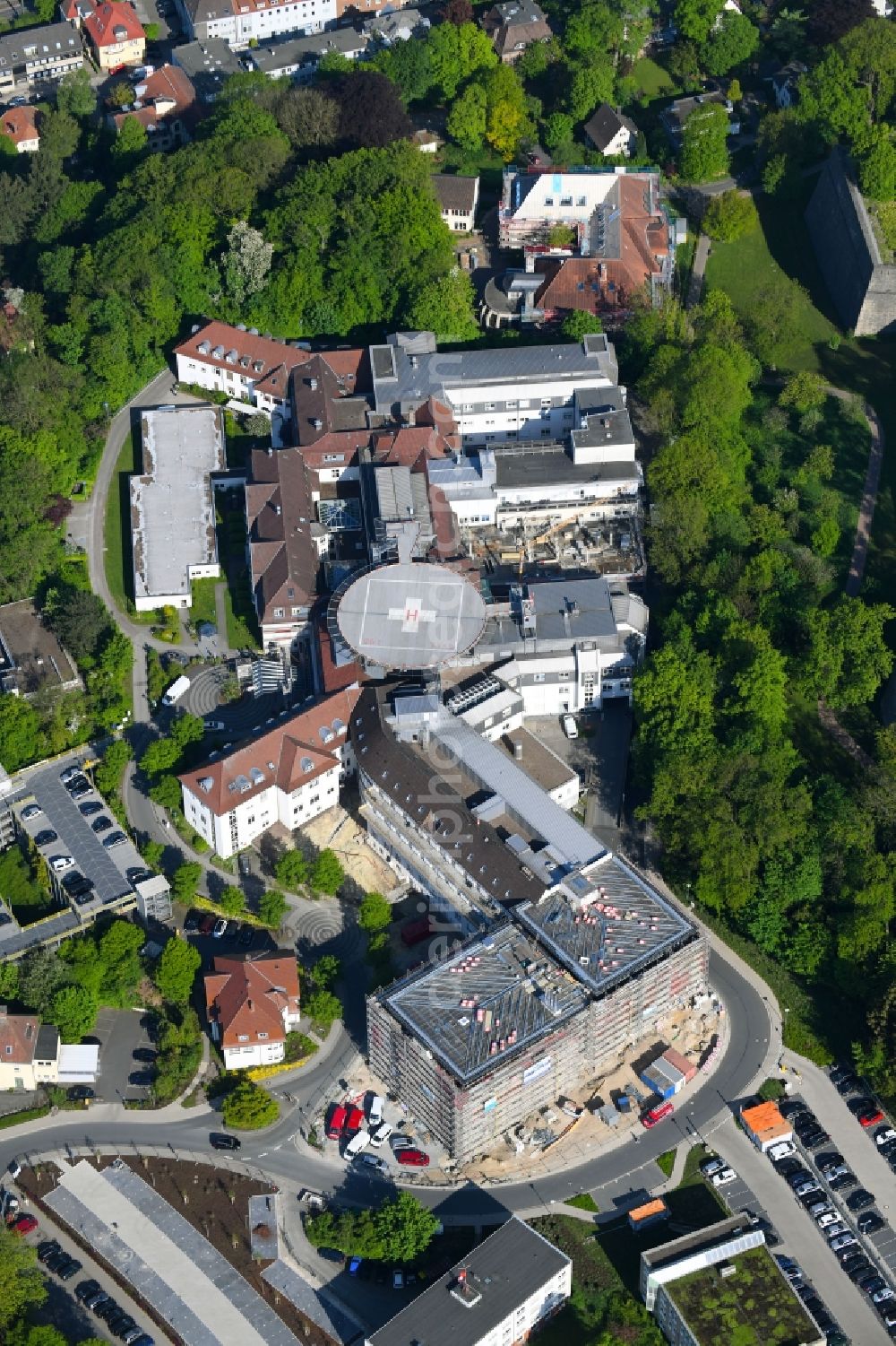 Bielefeld from the bird's eye view: Hospital grounds of the Clinic Evangelisches Klinikum Bethel in Bielefeld in the state North Rhine-Westphalia, Germany