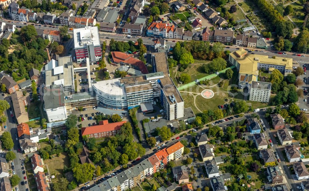 Aerial image Hamm - Hospital grounds of the Clinic Evangelisches Krankenhaus Hamm in Hamm in the state North Rhine-Westphalia, Germany