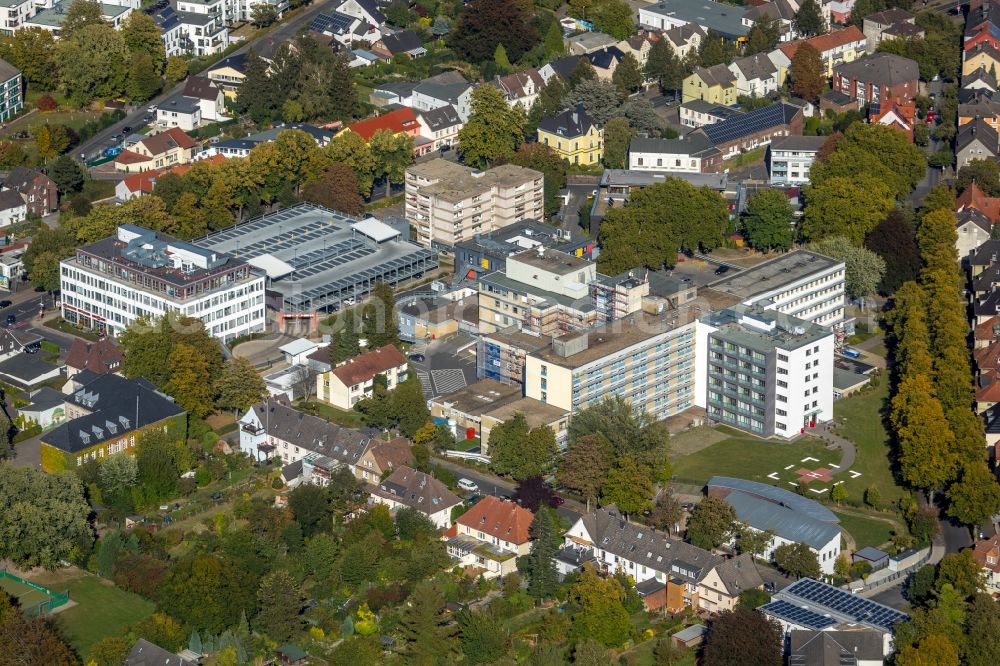 Aerial image Unna - Hospital grounds of the Clinic Evangelisches Krankenhaus in Unna in the state North Rhine-Westphalia, Germany