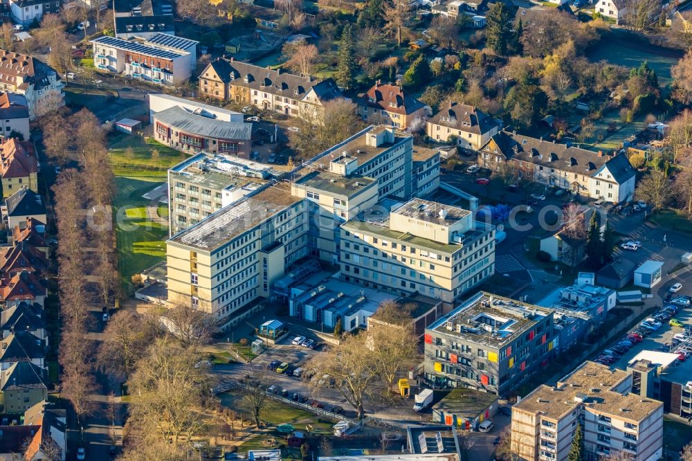 Aerial photograph Unna - Hospital grounds of the Clinic Evangelisches Krankenhaus in Unna in the state North Rhine-Westphalia, Germany