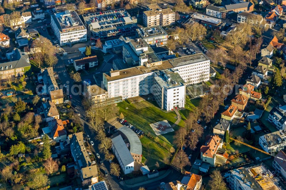 Unna from above - Hospital grounds of the Clinic Evangelisches Krankenhaus in Unna in the state North Rhine-Westphalia, Germany