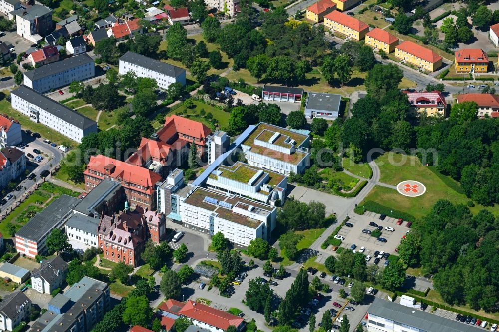 Rathenow from above - Hospital grounds of the Clinic on Forststrasse in Rathenow in the state Brandenburg, Germany