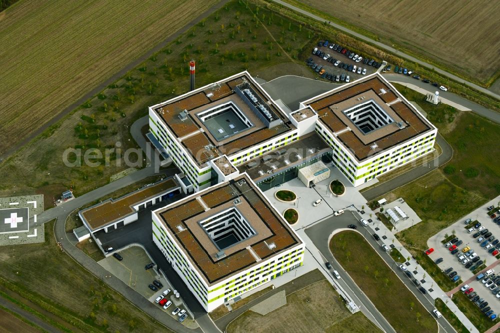 Obernkirchen from the bird's eye view: Hospital grounds of the Clinic Gesamtklinikum fuer das Schaumburger Land in Obernkirchen in the state Lower Saxony, Germany