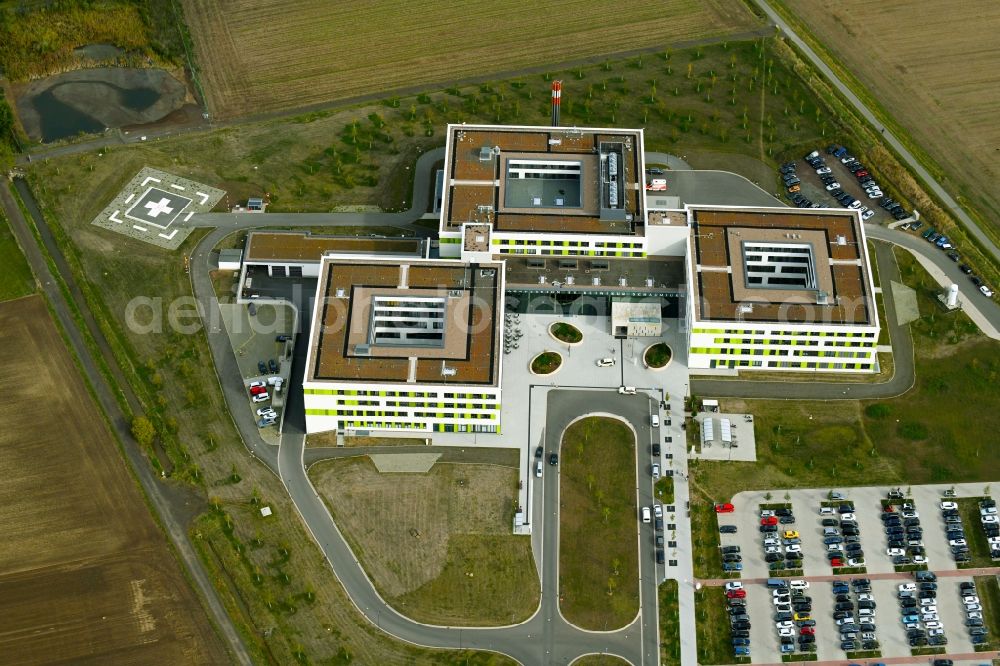 Obernkirchen from the bird's eye view: Hospital grounds of the Clinic Gesamtklinikum fuer das Schaumburger Land in Obernkirchen in the state Lower Saxony, Germany