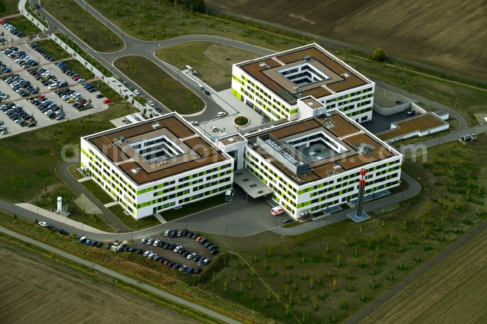 Obernkirchen from the bird's eye view: Hospital grounds of the Clinic Gesamtklinikum fuer das Schaumburger Land in Obernkirchen in the state Lower Saxony, Germany