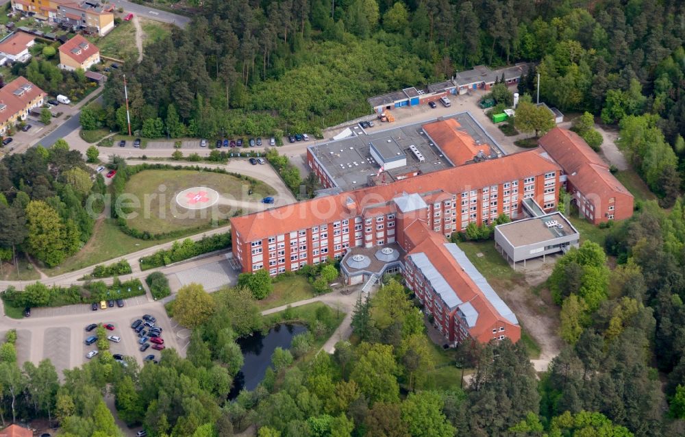 Aerial image Soltau - Hospital grounds of the Clinic Heidekreis Klinikum in Soltau in the state Lower Saxony, Germany