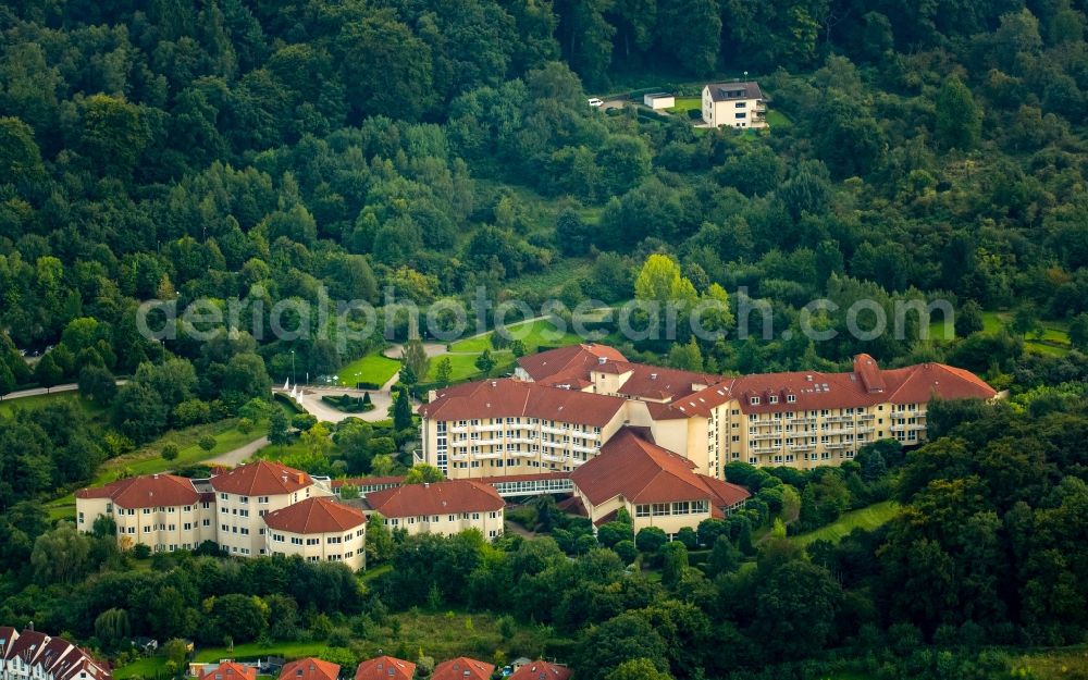 Hattingen from the bird's eye view: Clinic of the hospital grounds HELIOS Klinik in Hattingen in the state North Rhine-Westphalia