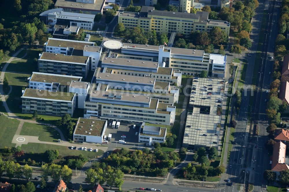 Aerial image Erfurt - Clinic of the hospital grounds of HELIOS Kliniken GmbH in Erfurt in the state Thuringia