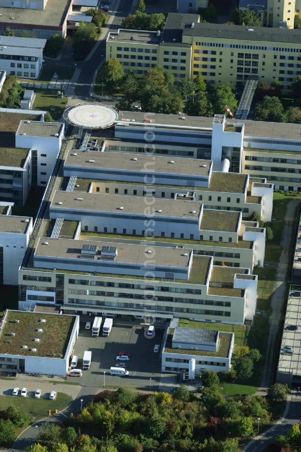 Aerial photograph Erfurt - Clinic of the hospital grounds of HELIOS Kliniken GmbH in Erfurt in the state Thuringia