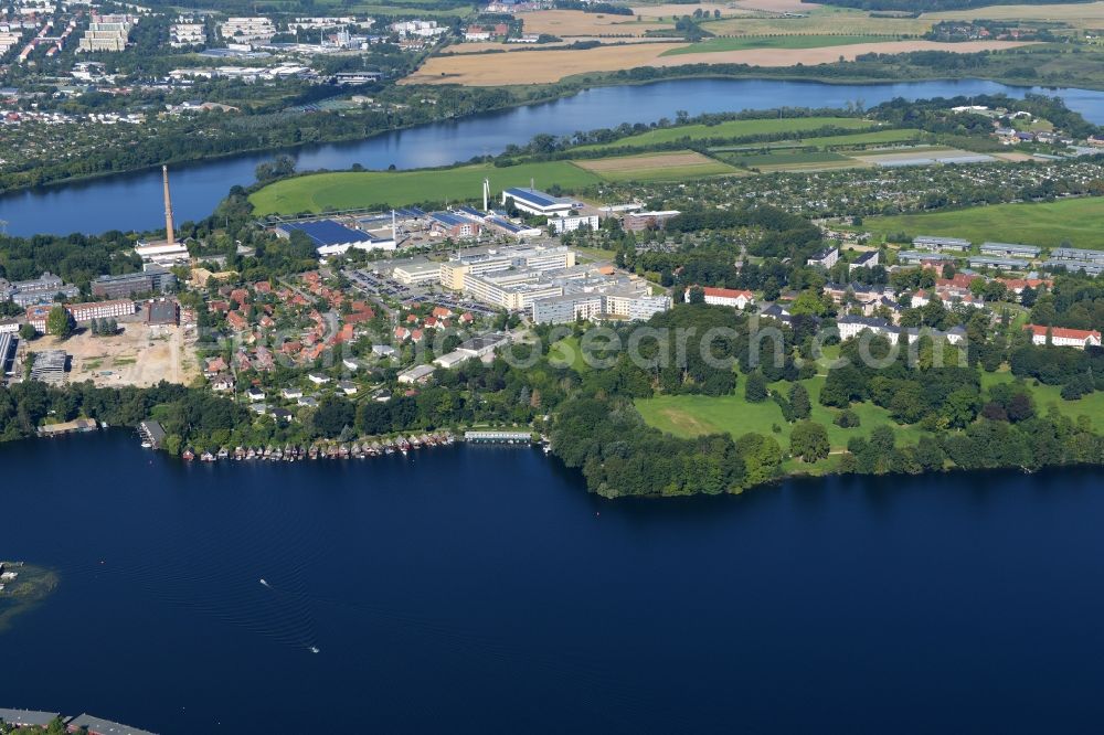 Schwerin from the bird's eye view: Hospital grounds of the Clinic of HELIOS Kliniken in the district Medewege in Schwerin in the state Mecklenburg - Western Pomerania