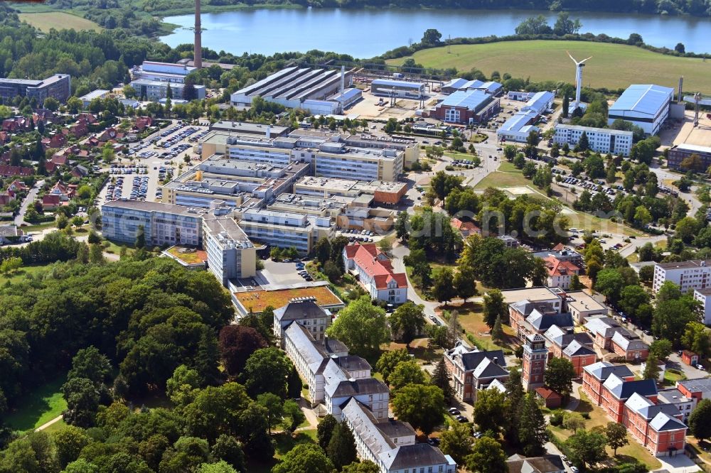 Schwerin from above - Hospital grounds of the Clinic HELIOS Kliniken Schwerin at the Wismarsche Strasse in the district Lewenberg in Schwerin in the state Mecklenburg - Western Pomerania, Germany