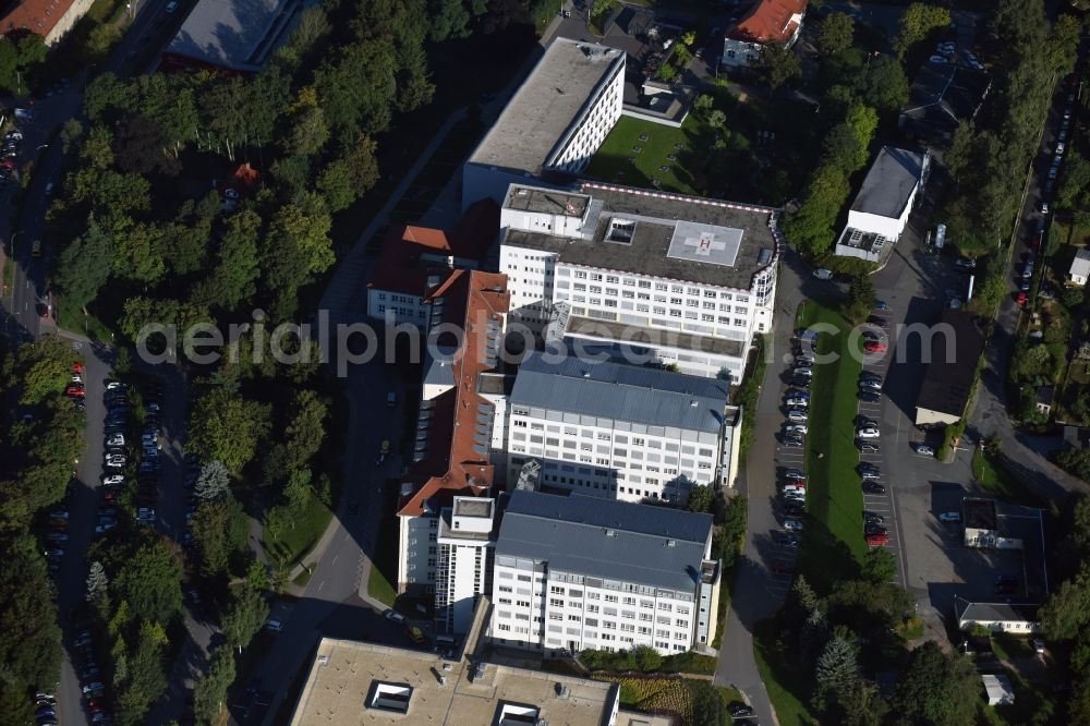 Aerial photograph Aue - Premises of the hospital HELIOS Klinikum in Aue in the state of Saxony