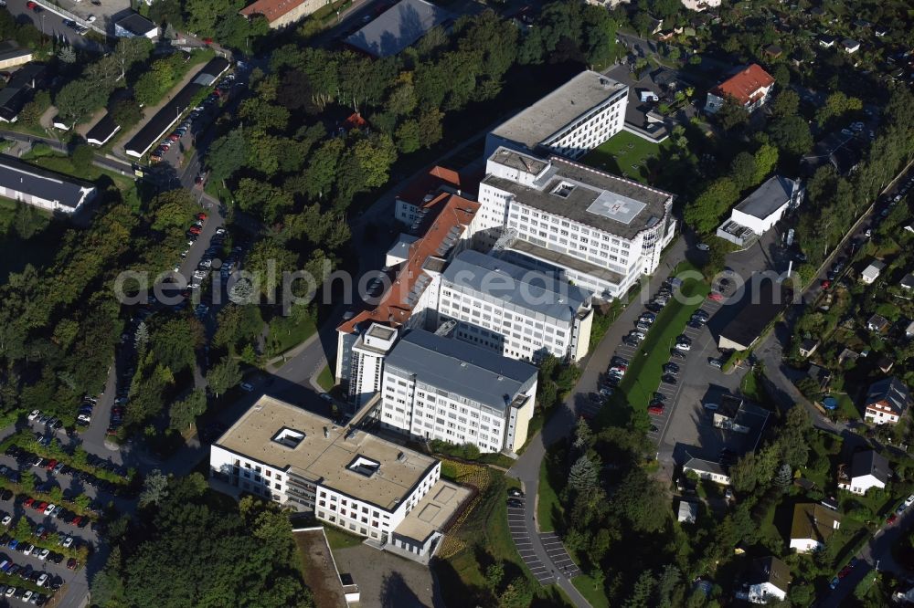 Aerial image Aue - Premises of the hospital HELIOS Klinikum in Aue in the state of Saxony