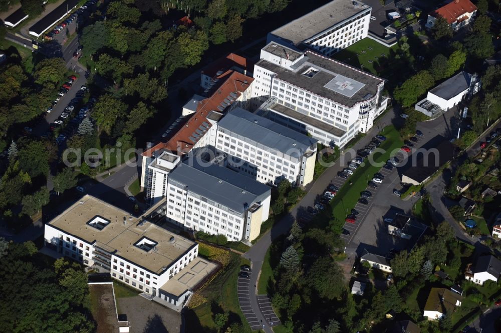 Aerial photograph Aue - Premises of the hospital HELIOS Klinikum in Aue in the state of Saxony