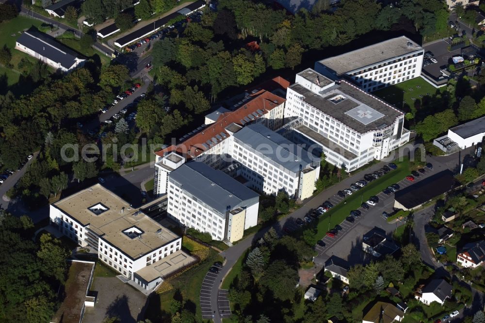 Aue from the bird's eye view: Premises of the hospital HELIOS Klinikum in Aue in the state of Saxony