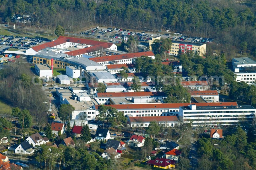 Aerial image Bad Saarow - Clinic of the hospital grounds HELIOS Klinikum Bad Saarow Klinik fuer Anaesthesiologie, Intensivmedizin, Notfallmedizin und Schmerztherapie an der Pieskower Strasse in Bad Saarow in the state Brandenburg