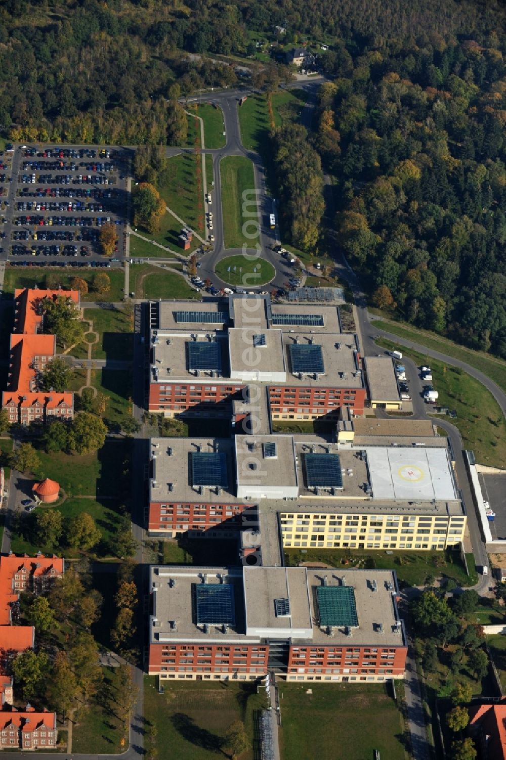 Aerial image Berlin - Hospital grounds of the Clinic Helios Klinikum Berlin-Buch on Schwanebecker Chaussee in the district Buch in Berlin, Germany