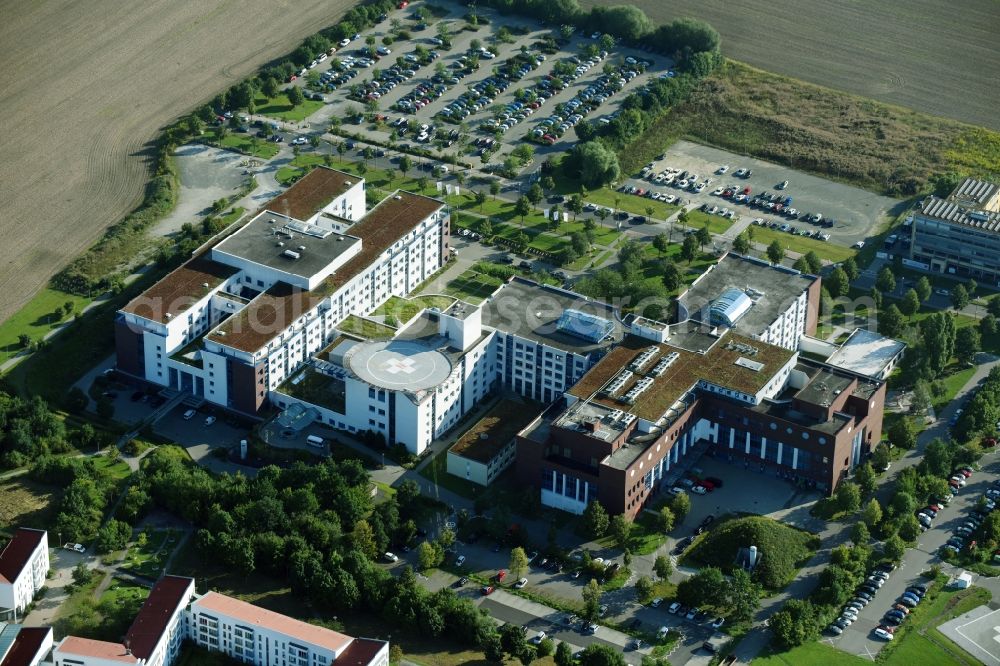 Leipzig from above - Hospital grounds of the Clinic HELIOS Park-Klinikum Leipzig and Herzzentrum Leipzig on Struempellstrasse in Leipzig in the state Saxony, Germany