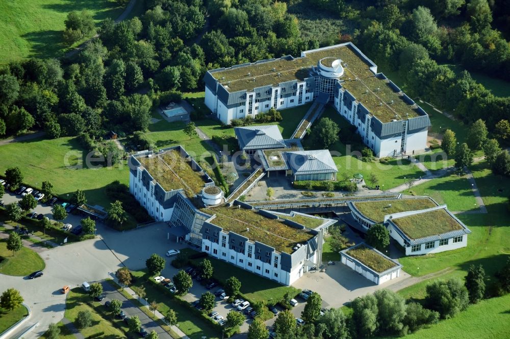 Leipzig from above - Hospital grounds of the Clinic HELIOS Park-Klinikum Leipzig on Morawitzstrasse in Leipzig in the state Saxony, Germany