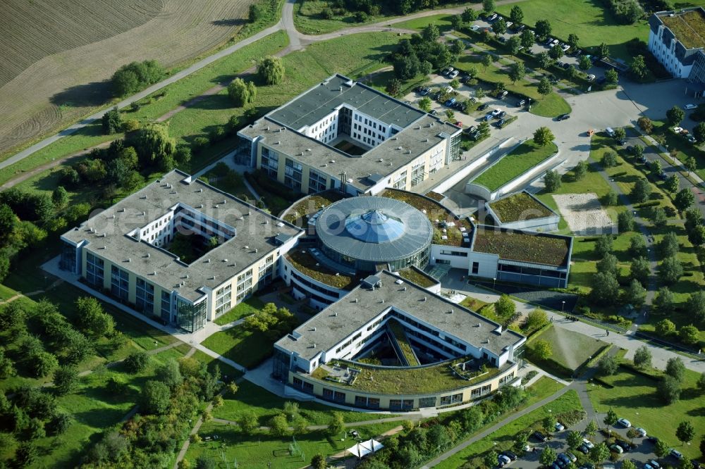 Aerial photograph Leipzig - Hospital grounds of the Clinic HELIOS Park-Klinikum Leipzig on Morawitzstrasse in Leipzig in the state Saxony, Germany