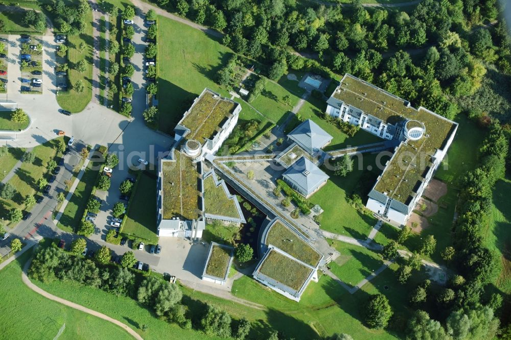 Aerial image Leipzig - Hospital grounds of the Clinic HELIOS Park-Klinikum Leipzig on Morawitzstrasse in Leipzig in the state Saxony, Germany