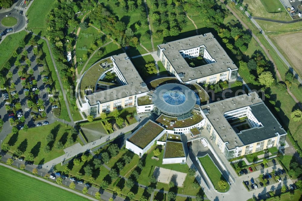 Leipzig from above - Hospital grounds of the Clinic HELIOS Park-Klinikum Leipzig on Morawitzstrasse in Leipzig in the state Saxony, Germany