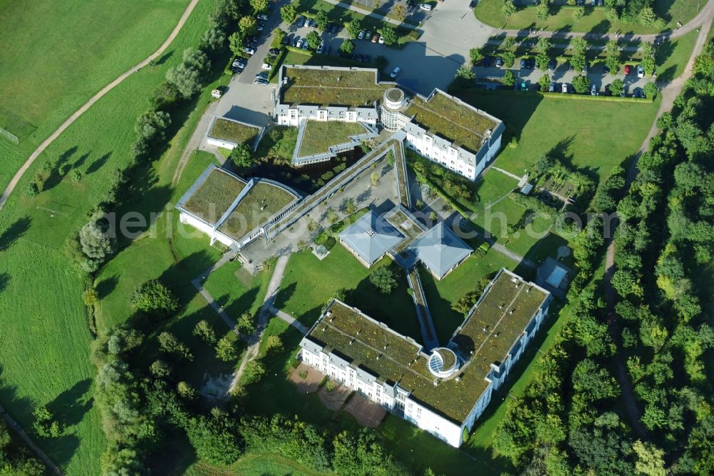 Aerial photograph Leipzig - Hospital grounds of the Clinic HELIOS Park-Klinikum Leipzig on Morawitzstrasse in Leipzig in the state Saxony, Germany