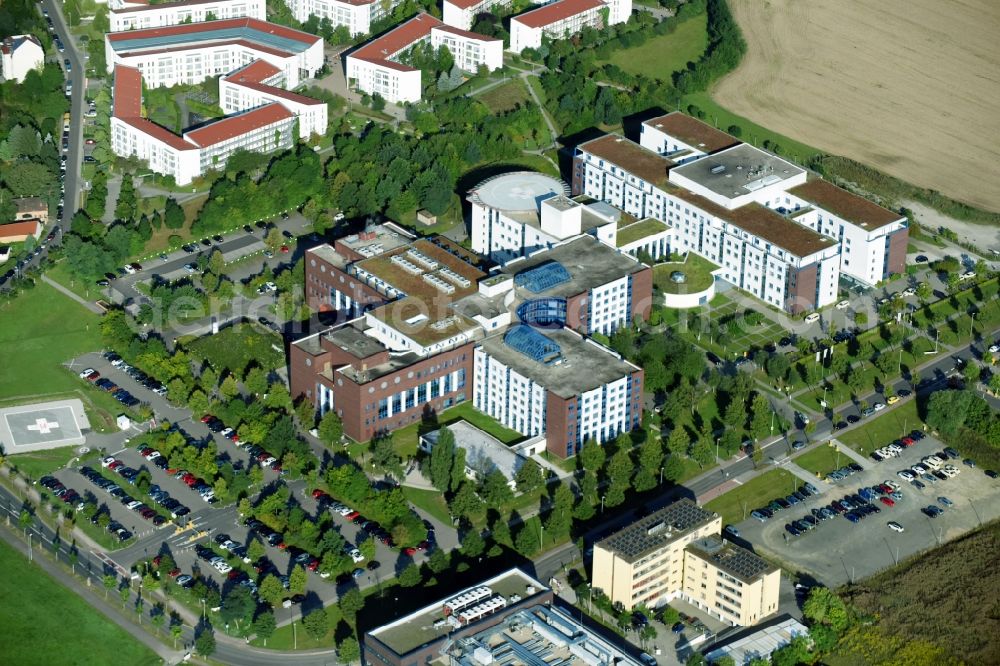 Leipzig from the bird's eye view: Clinic premises of the hospital Herzzentrum Leipzig at Struempellstrasse in Leipzig, Saxony, Germany