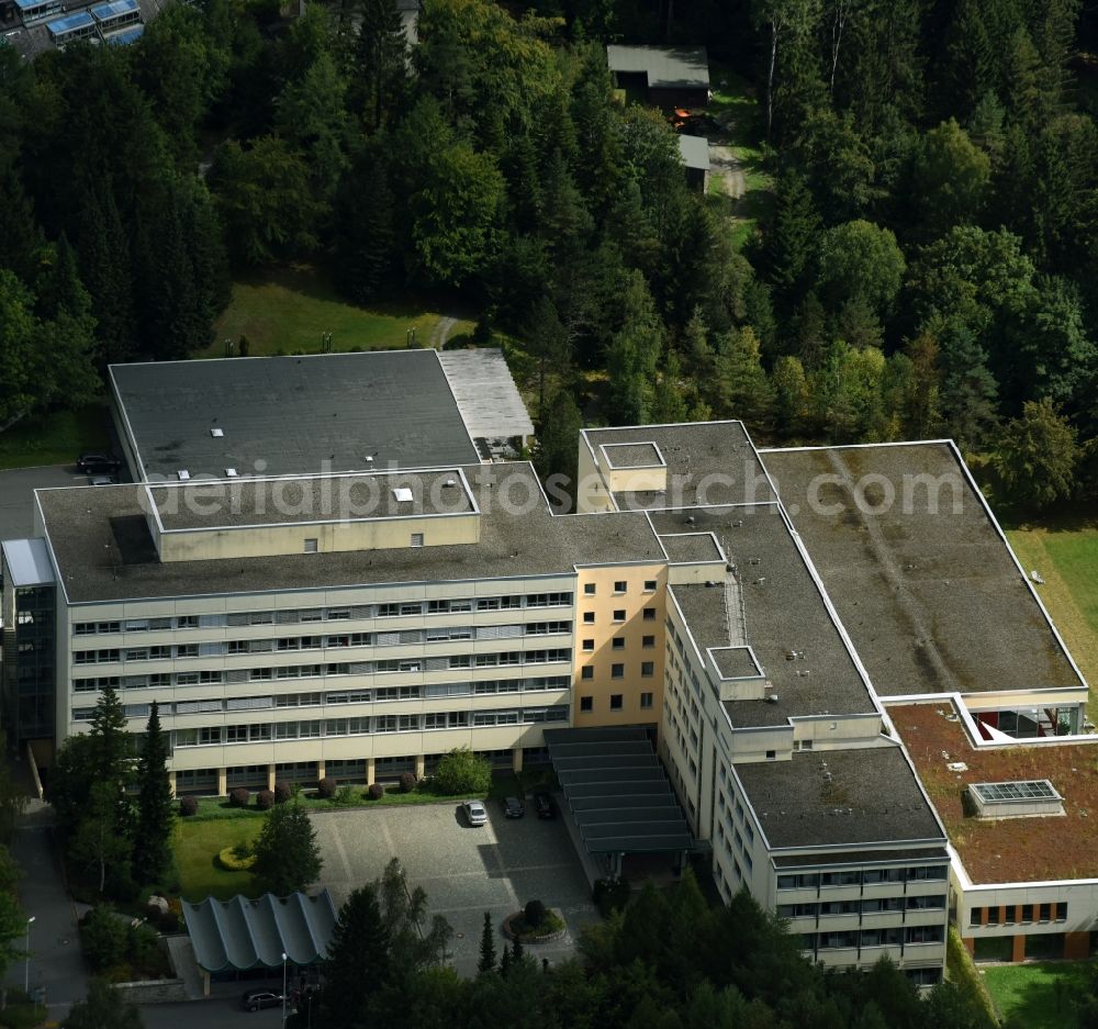 Aerial image Bischofsgrün - Hospital grounds of the Clinic Hoehenklinik Bischofsgruen in Bischofsgruen in the state Bavaria