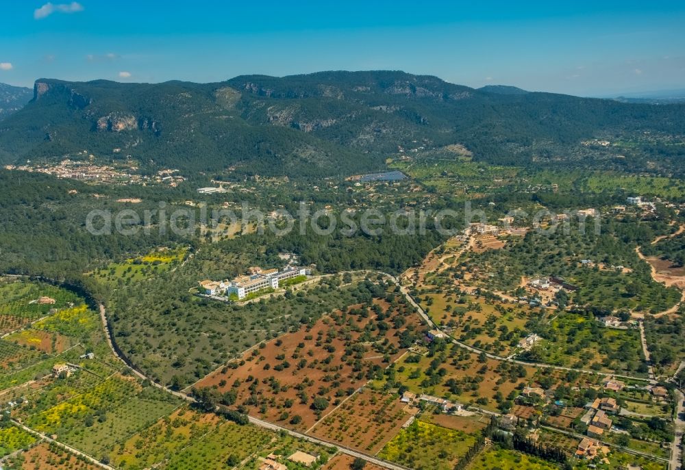 Sa Coma from above - Hospital grounds of the Clinic Hospital Joan March on the Carrer s'Alzina in Sa Coma in Balearic island of Mallorca, Spain