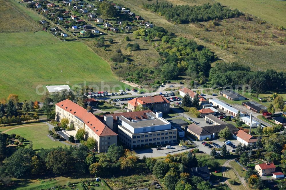 Aerial photograph Wriezen - Hospital grounds of the Clinic Hospital Maerkisch-Oderland GmbH on Sonnenburger Weg in Wriezen in the state Brandenburg, Germany