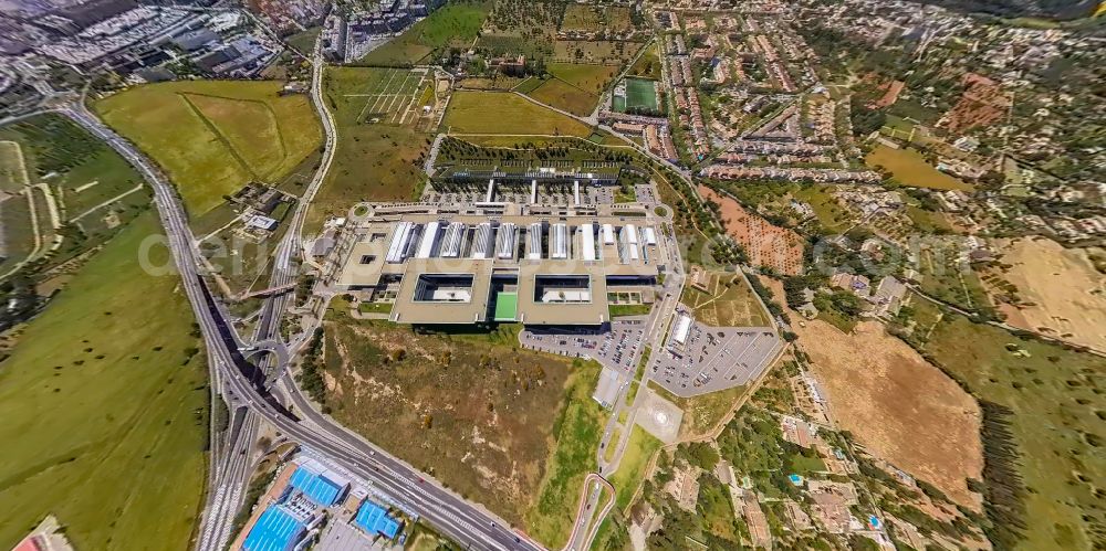 Palma from the bird's eye view: Hospital grounds of the Clinic Hospital Universitari Son Espases on street Carretera de Valldemossa in the district Nord in Palma in Balearic island of Mallorca, Spain