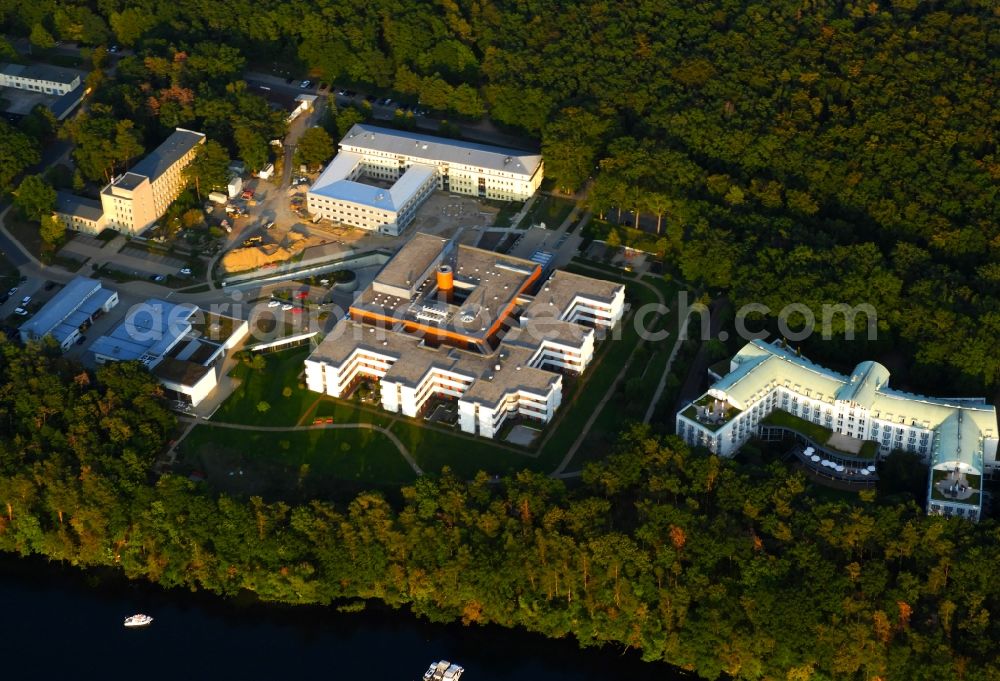 Aerial image Rüdersdorf - Hospital grounds of the Clinic Immanuel Klinik Ruedersdorf in Ruedersdorf in the state Brandenburg, Germany