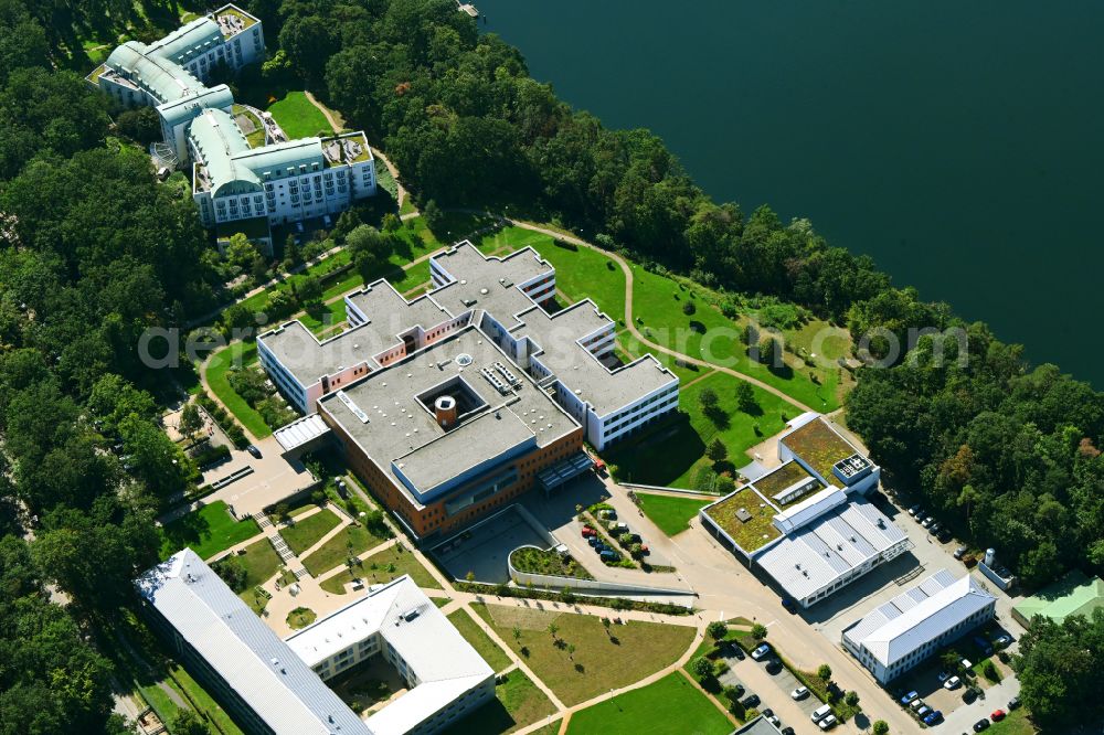 Aerial image Rüdersdorf - Hospital grounds of the Clinic Immanuel Klinik Ruedersdorf in Ruedersdorf in the state Brandenburg, Germany