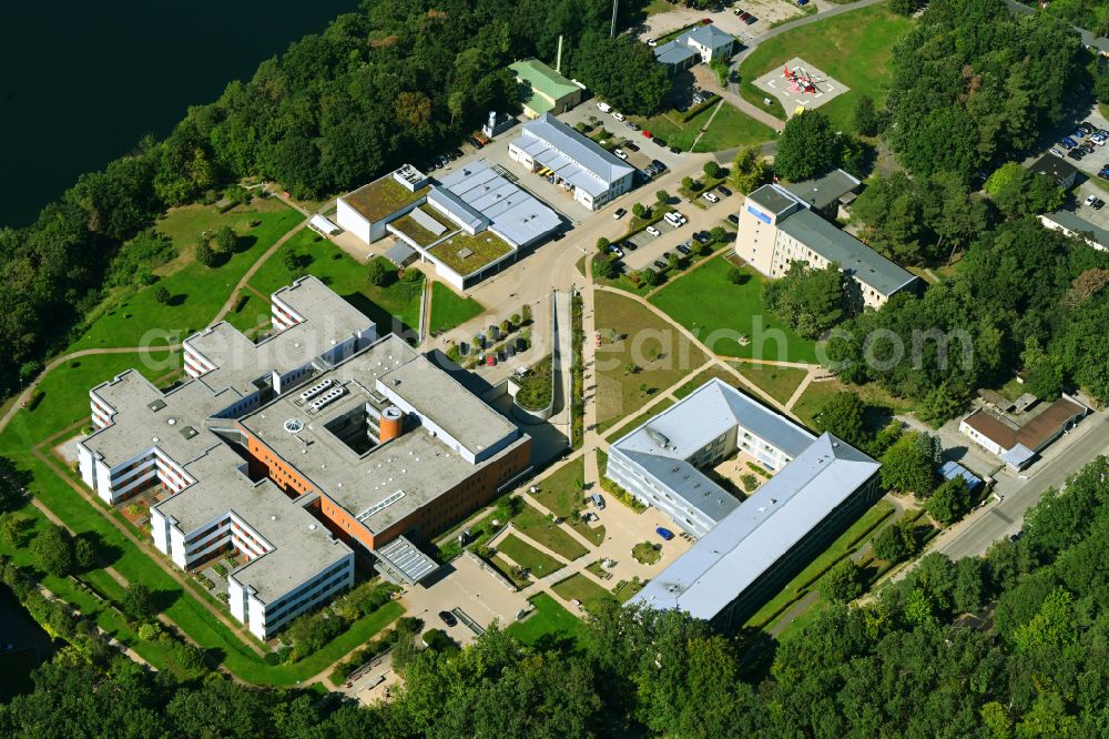 Rüdersdorf from the bird's eye view: Hospital grounds of the Clinic Immanuel Klinik Ruedersdorf in Ruedersdorf in the state Brandenburg, Germany