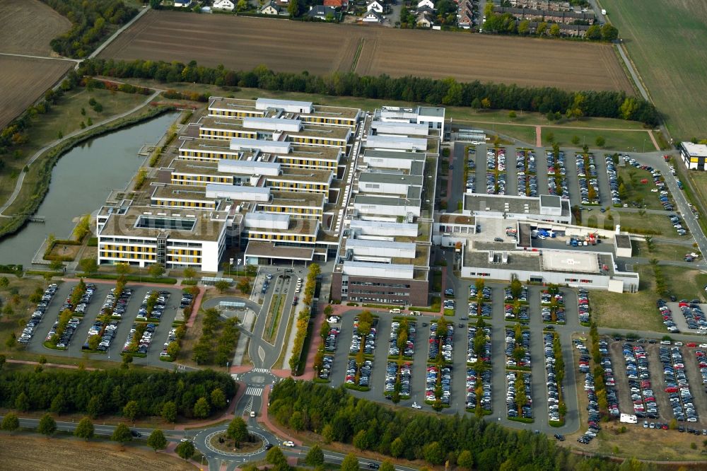 Minden from above - Hospital grounds of the Clinic Johannes Wesling Klinikum in Minden in the state North Rhine-Westphalia, Germany