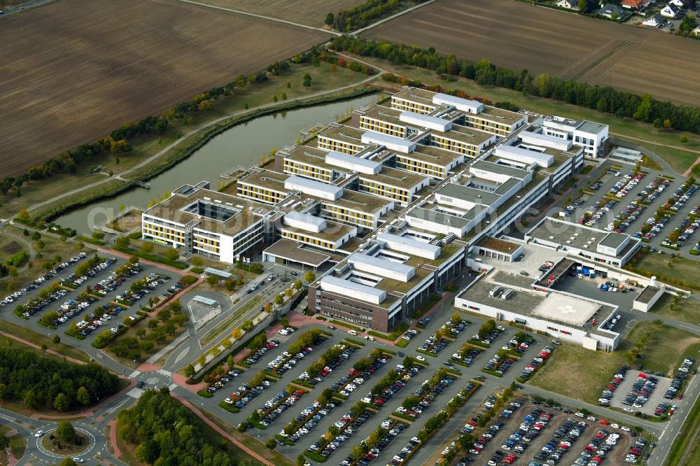 Minden from the bird's eye view: Hospital grounds of the Clinic Johannes Wesling Klinikum in Minden in the state North Rhine-Westphalia, Germany