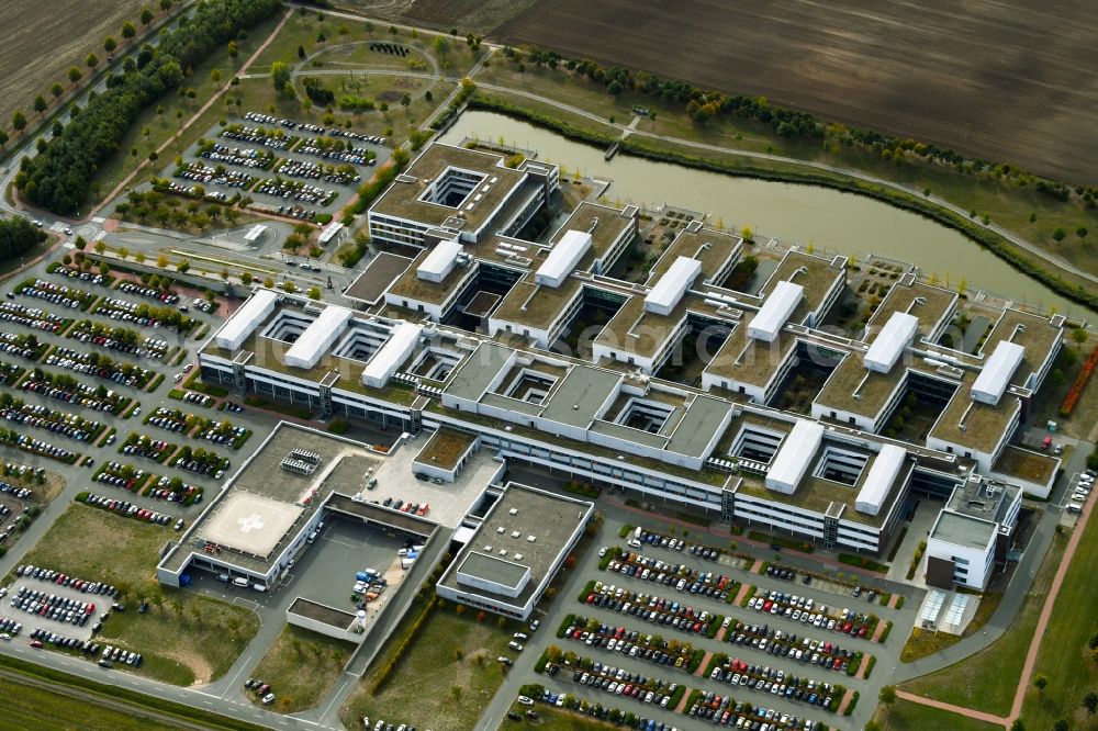 Aerial photograph Minden - Hospital grounds of the Clinic Johannes Wesling Klinikum in Minden in the state North Rhine-Westphalia, Germany