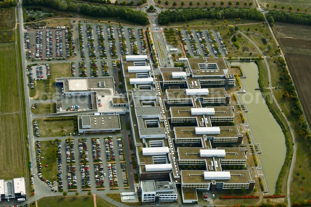 Aerial image Minden - Hospital grounds of the Clinic Johannes Wesling Klinikum in Minden in the state North Rhine-Westphalia, Germany