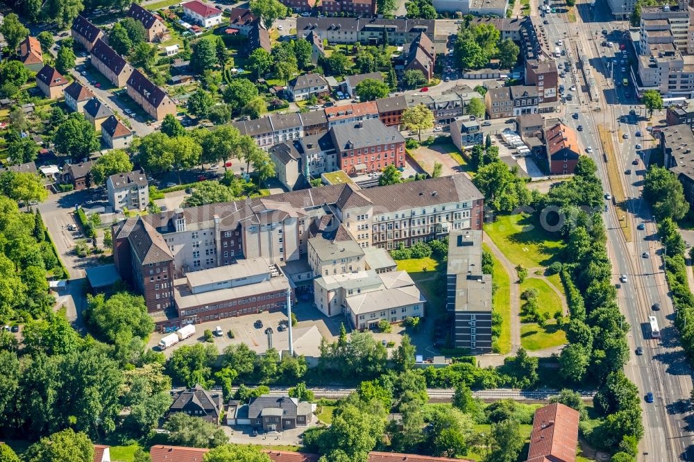 Gelsenkirchen from above - Hospital grounds of the Clinic St. Josef-Hospital in Gelsenkirchen in the state North Rhine-Westphalia, Germany