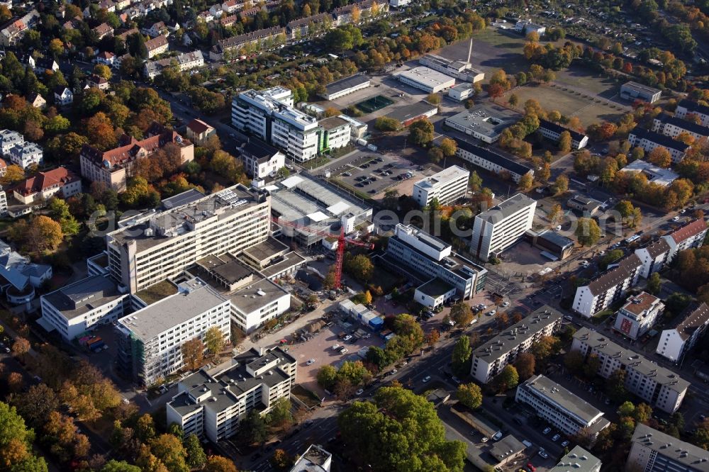 Mainz from the bird's eye view: Hospital grounds of the Clinic Katholisches Klinikum in Mainz in the state Rhineland-Palatinate, Germany