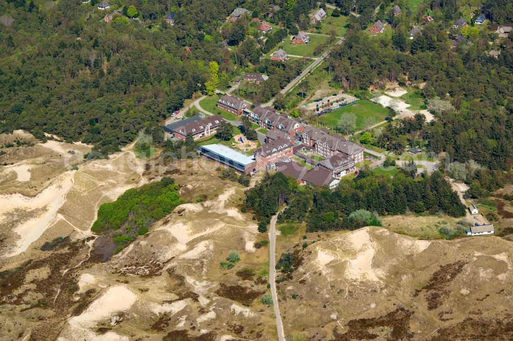 Aerial image Nebel - Hospital grounds of the Clinic Kinderfachklinik Sattelduene on Tanenwai in Nebel in the state Schleswig-Holstein, Germany