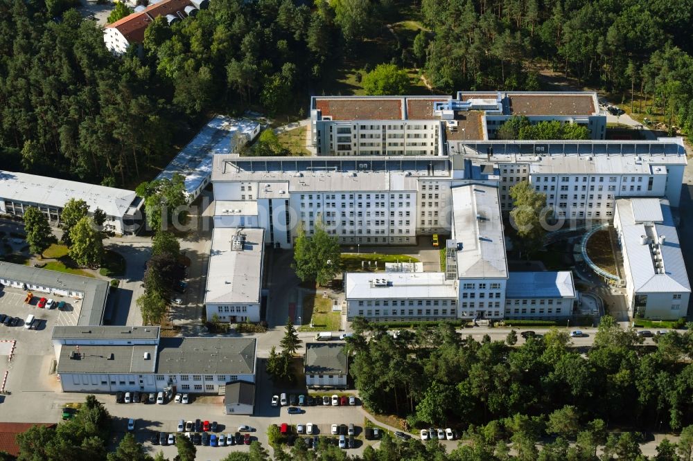 Aerial photograph Hennigsdorf - Hospital grounds of the Clinic Klinik Hennigsdorf on Marwitzer Strasse in Hennigsdorf in the state Brandenburg, Germany