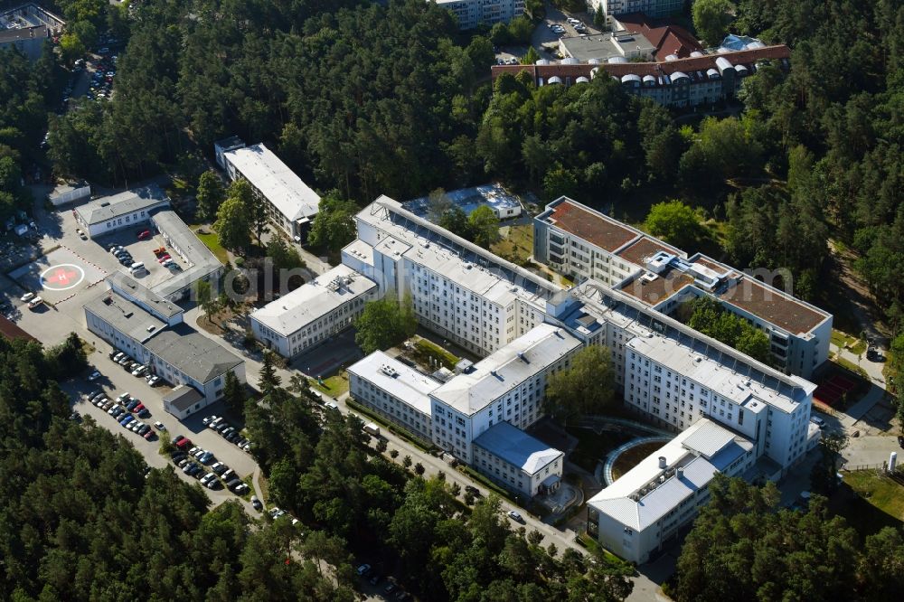 Hennigsdorf from above - Hospital grounds of the Clinic Klinik Hennigsdorf on Marwitzer Strasse in Hennigsdorf in the state Brandenburg, Germany