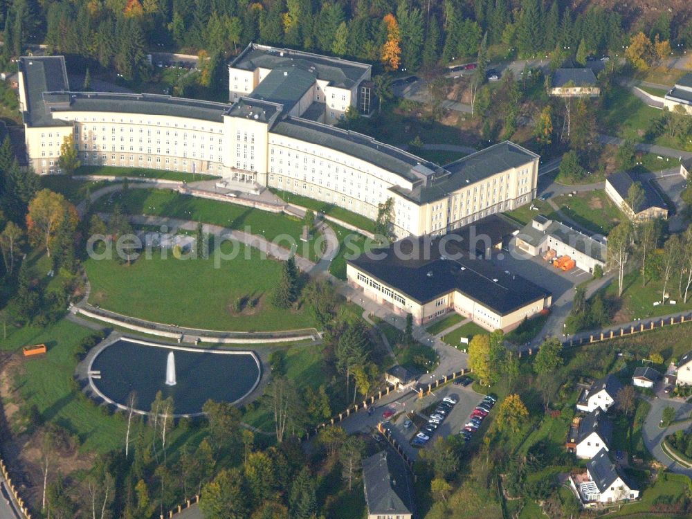 Breitenbrunn/Erzgebirge from the bird's eye view: Hospital grounds of the Clinic of Kliniken Erlabrunn gGmbH Am Maerzenberg in the district Erlabrunn in Breitenbrunn/Erzgebirge in the state Saxony, Germany