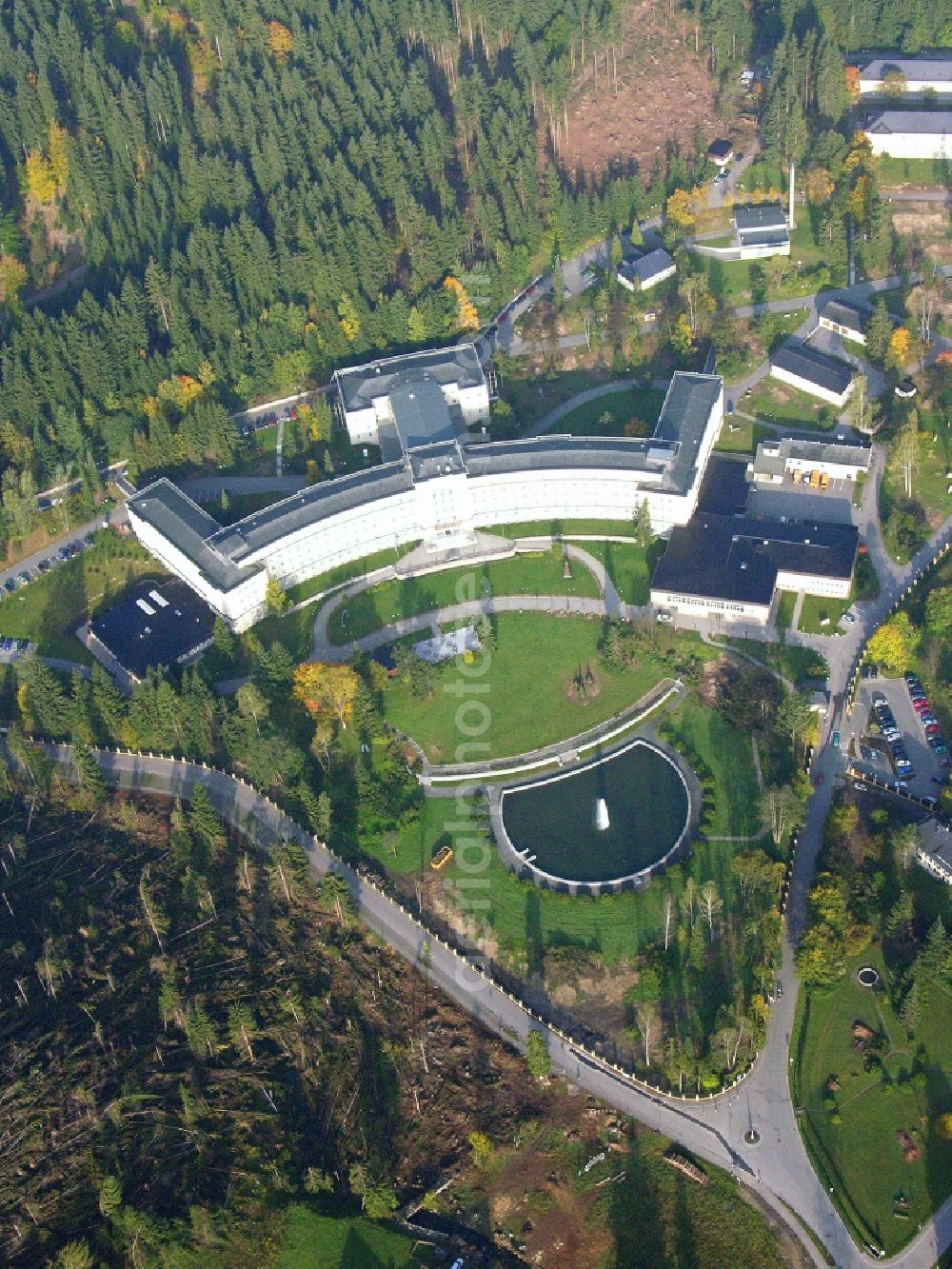 Breitenbrunn/Erzgebirge from above - Hospital grounds of the Clinic of Kliniken Erlabrunn gGmbH Am Maerzenberg in the district Erlabrunn in Breitenbrunn/Erzgebirge in the state Saxony, Germany